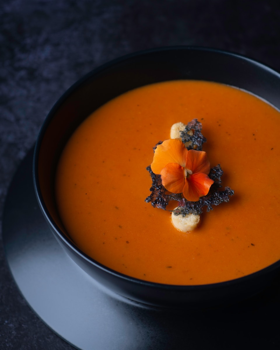 soup in white ceramic bowl