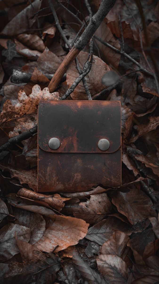 Photo by Araz Yurtseven Explore rustic charm with a vintage leather bag on a bed of autumn leaves in Bolu, Türkiye.